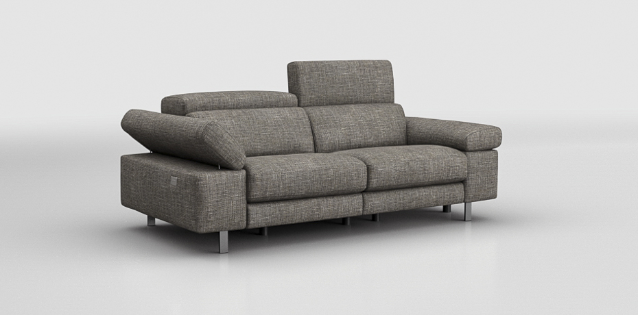Alfonsine - 3 seater sofa with 2 electric recliners leg col. charcoal grey